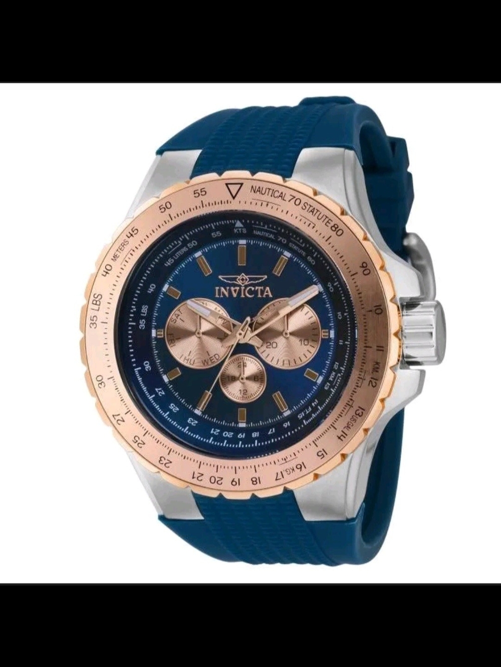 Invicta Blue Dial with Rose Gold-Tone Bezel Chronograph Watch